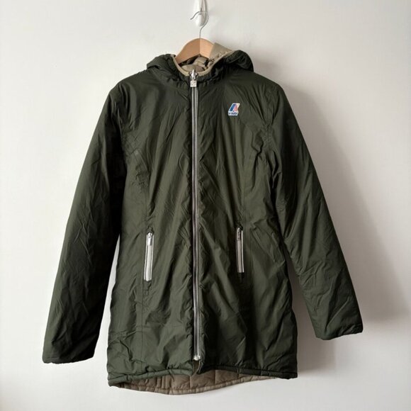 K-Way Denise St Thermo Double Reversible Jacket Olive Green / Oak Size Medium - Picture 2 of 7